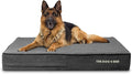 The Dog’s Bed Orthopedic Memory Foam Dog Bed for XL Dogs, Waterproof Washable Cover, Anti-Slip Base, Calming Surface – CertiPUR-Certified Foam, Grey Plush, 6 Inch Thick