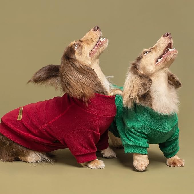 Fitwarm 3 Pack Classic Fleece Dog Sweater, Christmas Dog Winter Clothes for Small Dogs Boy Girl, Holiday Pet Apparel, Burgundy Red, Green, Navy Blue, XL