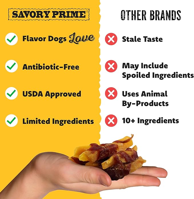 Savory Prime Sweet Potato & Duck Jerky Wrap Dog Treats, Made with 100% Real Duck Breast, Farm Raised, Rawhide Free, Healthy, Easily Digestible, Limited Ingredient, 3 Pounds (Pack of 1)