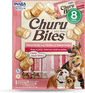 INABA Churu Bites for Dogs, Grain-Free, Soft/Chewy Baked Chicken Wrapped Churu Filled Dog Treats, 0.42 Ounces Each Tube | 8 Tubes Total