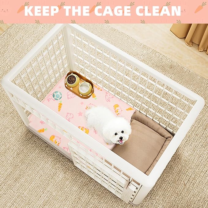 Homimp 2 Pack Guinea Pig Cage Liners,Washable Small Animal Bedding,Waterproof Reusable & Anti Slip Guinea Pig Pee Pad Fast and Super Absorbent Mat for Small Animal Rabbit Bunny Hamster,Pink 24"x47"