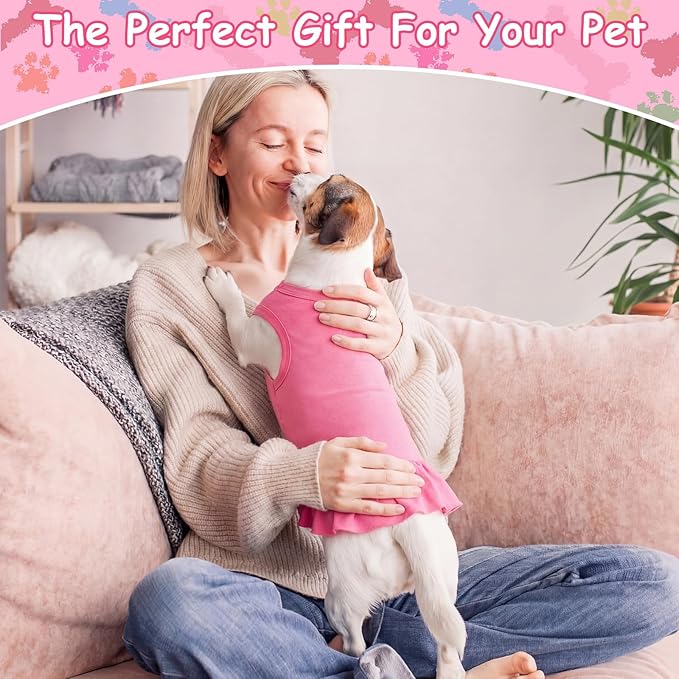 6 Pieces Dog Dresses Shirt Skirt Sleeveless Dress Breathable Pet Shirts with Ruffles Puppy Sundress Outfits for Dogs and Cats (S Size)