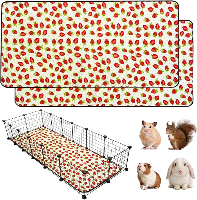 2 Pack Guinea Pig Cage Liners, Waterproof Reusable Guinea Pig Cage Liners,Waterproof Super Absorbent Pee Pads for Small Animals,24x72 inch 2pack
