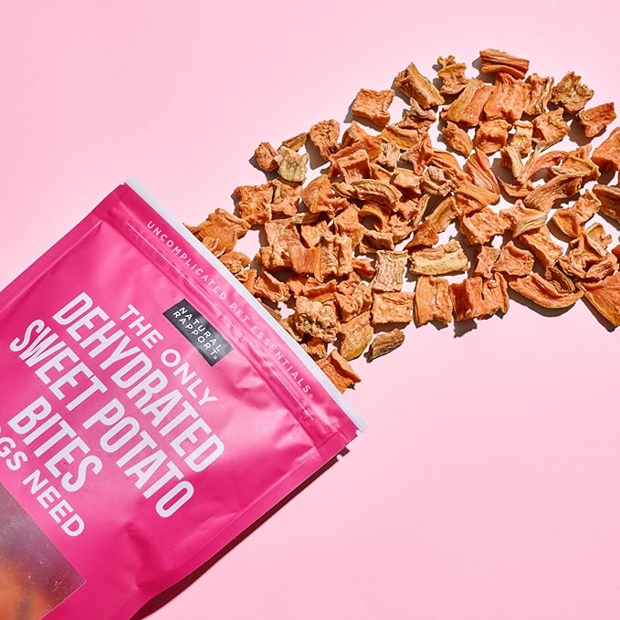 Natural Rapport Sweet Potato Bites - The Only Treat Dogs Need - 100% Dehydrated Sweet Potato Pet Treats (8 oz)