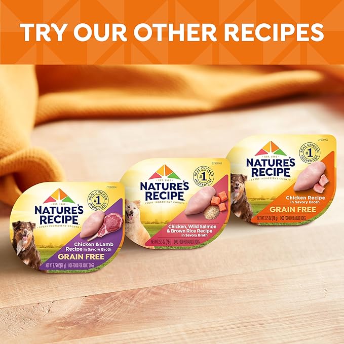 Nature's Recipe Grain Free Chicken & Beef Recipe in Savory Broth Wet Dog Food, 2.75 oz. Cup, 12 Count