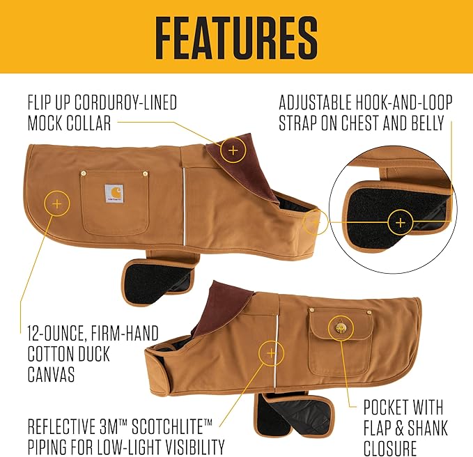 Carhartt Firm Duck Dog Chore Coat, Insulated Weather Resistant Jacket for Cold and Windy Conditions, Carhartt Brown, Large