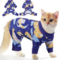 PUMYPOREITY Cat Hair Sticky Sweater, Stretchy 4-Leg Design for Fur Control, Recovery Suit - Breathable & Lightweight for Post-Surgery Protection, Cat Onsie Prevents Licking Wounds, Blue, 2XL