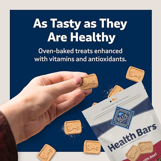 Blue Buffalo Health Bars Crunchy Dog Biscuits, Oven-Baked With Natural Ingredients, Beef, 16-oz Bag