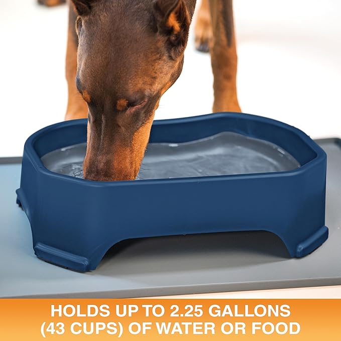 Neater Pet Brands Extra Large Water Bowl for Dogs, Outdoor Dog Water Bowl (2.25 Gallon XL Capacity), Big Trough Style Food Dish for Indoors or Outside, No Spill Large Dog Bowls, Dark Blue