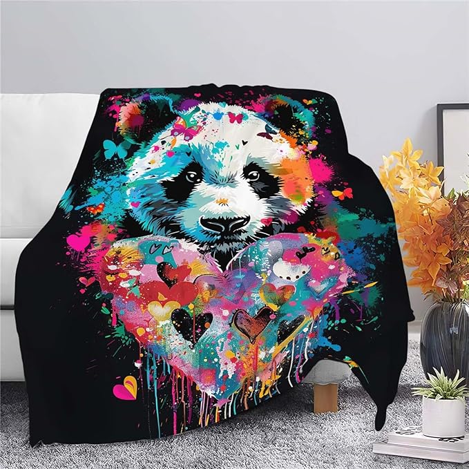 Panda Throw Blanket Panda Stuff Gifts for Kids Girls Boys Adults Women Man Soft Cozy Warm Plush Fluffy Fuzzy Fleece Blanket Decor 40''X50''