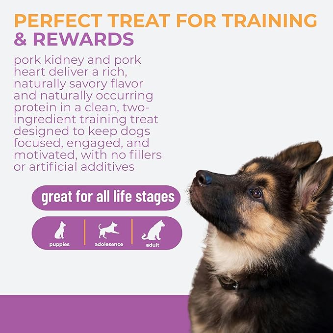 Momentum Carnivore Nutrition Freeze-Dried Pork Training Bites – Two Ingredients-Pork Kidney and Heart, Grain-Free, All-Natural Dog Treats –Made in USA – Perfect for Training & Rewards- 2.5 oz Bag