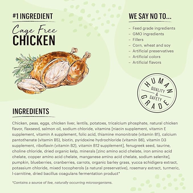 The Honest Kitchen Whole Food Clusters Grain Free Chicken Dry Cat Food, 1 lb Trial Pouch (Pack of 2)