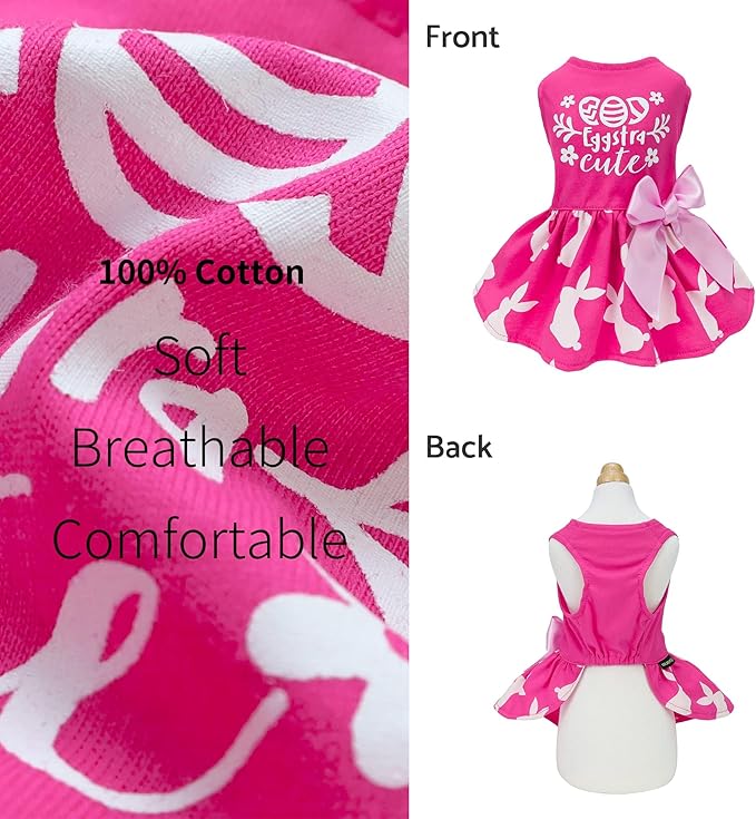 Fitwarm Eggstra Cute Easter Outfit, Bunny Dress, Holiday Clothes for Small Dogs & Cats, Hot Pink, XXS
