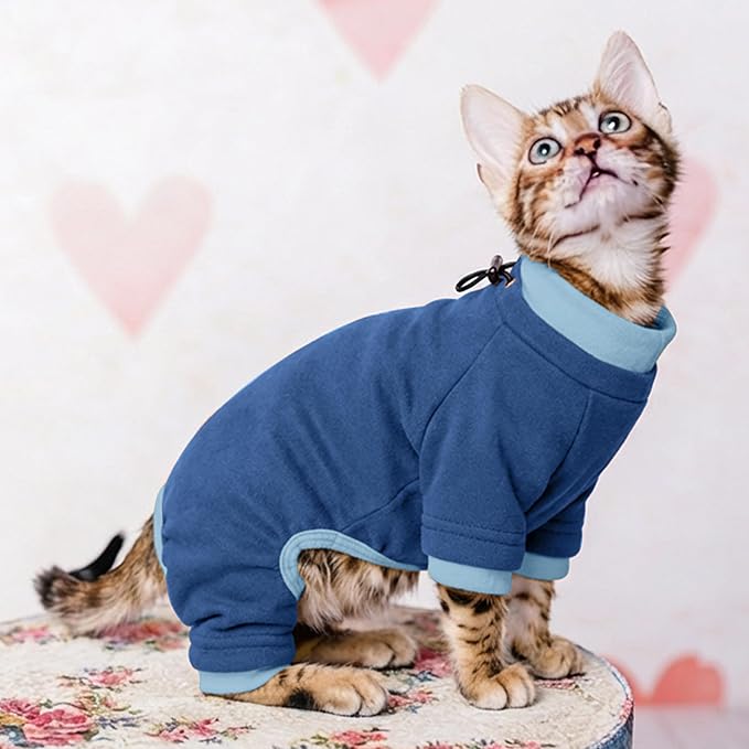 PUMYPOREITY Cat Hair Sticky Shirt – Breathable & Lightweight, Reduces Shedding Fur Pajamas, Prevents Licking Wounds After Surgery, Blue, M