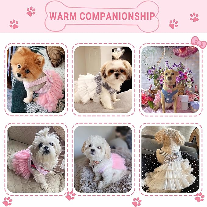 Dog Dresses, Fashion Pet Dog Clothes, Striped Mesh Puppy Dogs Princess Dresses (Pink/Blue/Denim(3pack), Small)