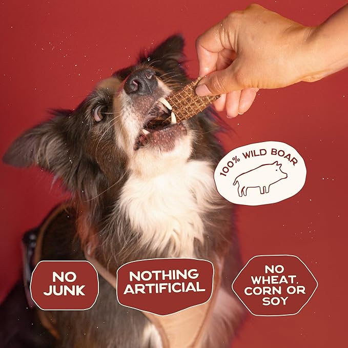 Smart Cookie 100% Wild Boar Jerky Dog Treats - Single Ingredient Hypoallergenic Training Treat Strips for Dogs and Puppies with Sensitive Stomachs - 100% Boar Meat, Grain Free, Made in USA - 3oz