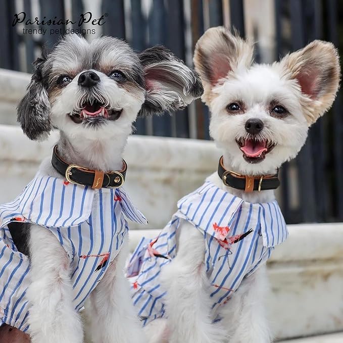 Parisian Pet Flamingo Dog Dress - Summer Clothes for Small Dogs Girl - Stylish Pet Dress - Comfortable Sleeveless Dog Outfits - Lightweight and Breathable Puppy Clothes - Dresses for Dogs