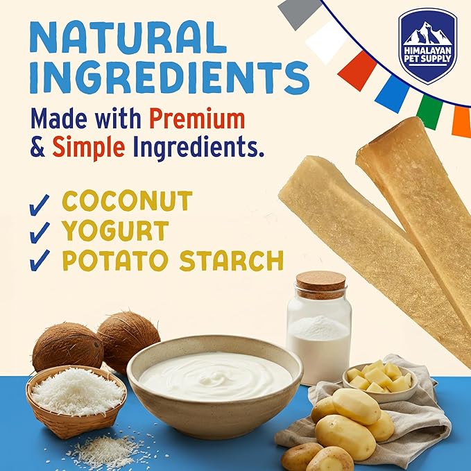 Himalayan Dog Chew Yogurt Sticks, Peanut Butter, Dog Treats with Prebiotics, Probiotics & Protein, Digestive Support, Lactose & Gluten Free, Natural Dog Treat for All Breeds, Made in America, 4pk