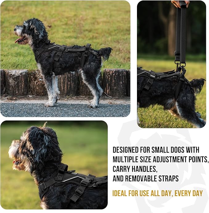 OneTigris Dog Lift Harness for Small Dogs XS, Dog Sling Carrier for Small Dogs, Full Body Lift Harness with Reflective Straps, Dog Support Harness for Back Legs