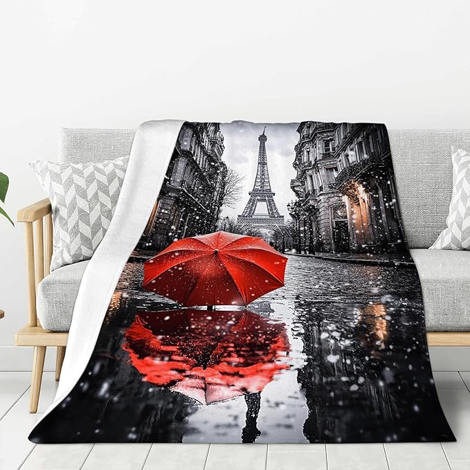 Eiffel Tower Decor Blanket, Paris Throw Blankets, Eiffel Tower Gifts for Boys Girls Women Men Lover Adult Cozy Fleece Flannel Bedding Stuff Plush for Couch Sofa Bed Decor 80"X60"