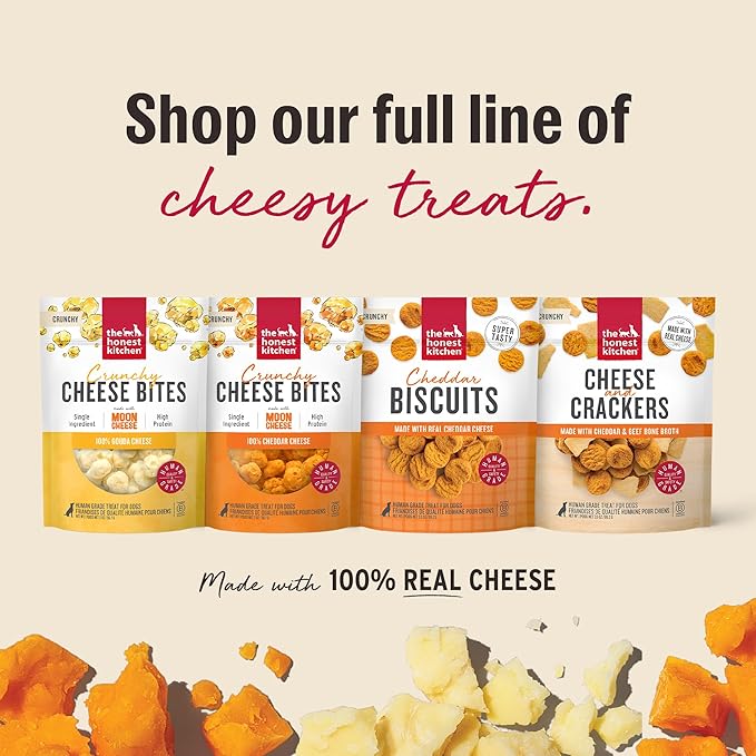 The Honest Kitchen Human Grade Dog Treats Cheddar Biscuits, 3.5 oz Pouch
