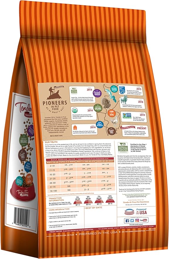 Tender & True Antibiotic-Free Turkey & Brown Rice Recipe Dog Food, 4 lb