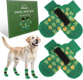 EXPAWLORER Anti Slip Dog Socks to Prevent Licking Paws, Dog Shoes Booties for Small Medium Large Senior Dogs, Traction Control Boots & Paw Protectors for Hardwood Floors St. Patrick's Day Green L