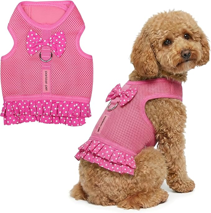 Parisian Pet Step in Dog Harness - 100% Mesh Fabric Pink Girl Dog Harnesses - Soft Fully Padded, No Pull Dog Vest Harness Dress - Puppy Harness - Dog Harness Large Sized Dog - XL