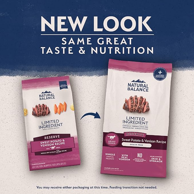 Natural Balance Limited Ingredient Adult Grain-Free Dry Dog Food, Reserve Sweet Potato & Venison Recipe, 12 Pound (Pack of 1)