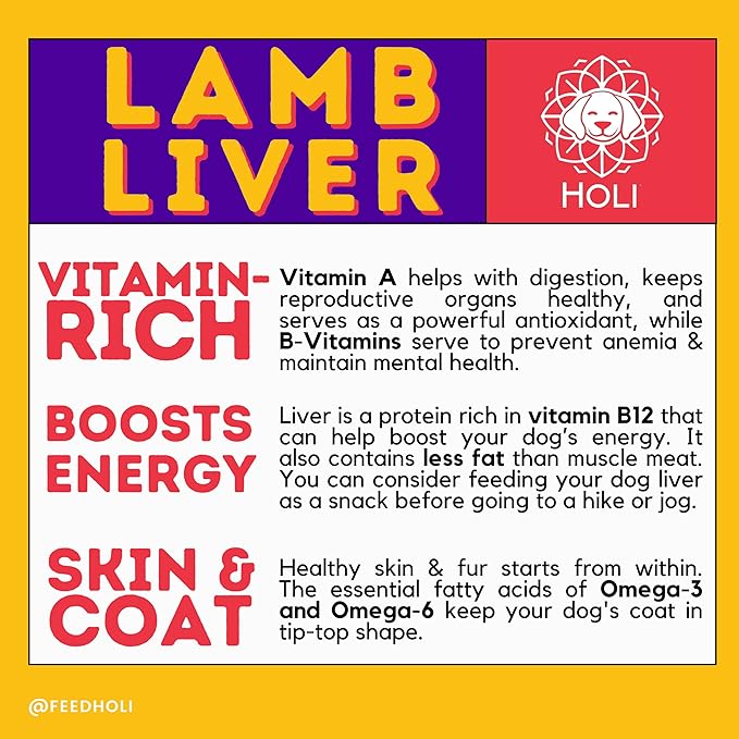 HOLI Freeze Dried Lamb Liver Dog Treats – Single Ingredient Freeze-Dried Dog Treats – Dried Lamb Liver Dog Treats Made in USA – Healthy Liver Treats for Dogs & Diabetic Dog Treat-Friendly - 2oz