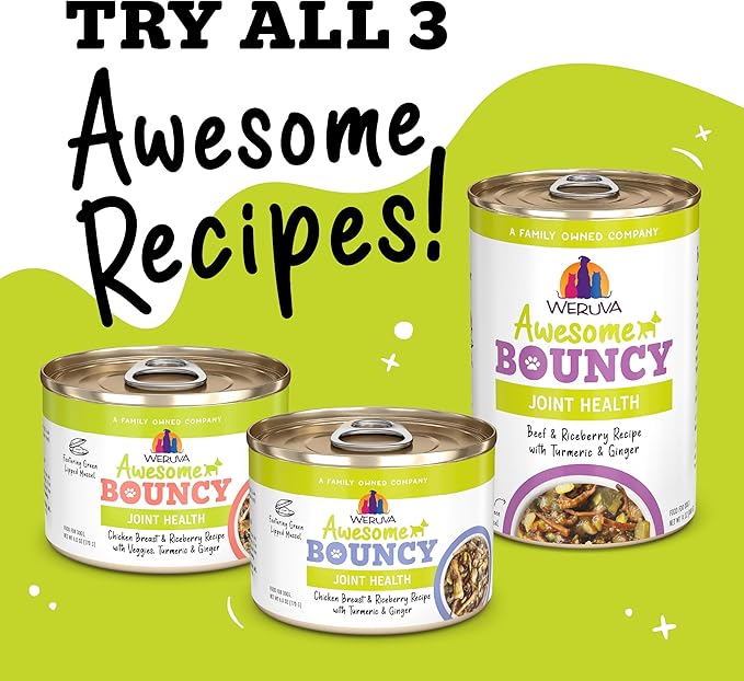 Weruva Awesome Bouncy Wet Dog Food, Chicken & Brown Rice with Veggies, 6oz Can (Pack of 8)