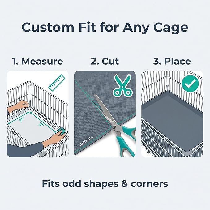 Waterproof Guinea Pig Cage Liner (1 EVA Roll with 5 Stickers), Easily Cut to Fit Hamster & Rabbit Cages, Reusable & Anti-Skid Rabbit Bedding, Ideal for Reptile Enclosures, 18"x79", Gray