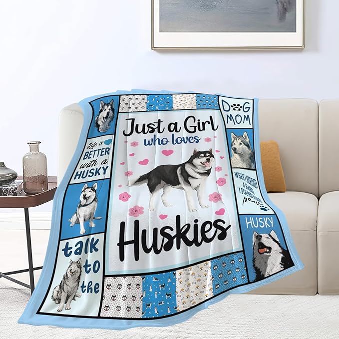 Husky Throw Blanket Husky Puppy Stuff Gifts for Dog Lover Kids Girls Boys Adults Women Men Soft Cozy Warm Plush Fluffy Fuzzy Fleece Blanket Decor 40''X50''