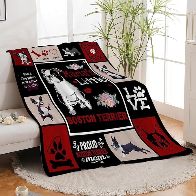 Boston Terrier Blanket Boston Terrier Gifts Throw Blankets Fleece Flannel Blanket Plush Lightweight Blanket Dog Stuff Gift for Couch Sofa Bed for Women Girls 50"X40"
