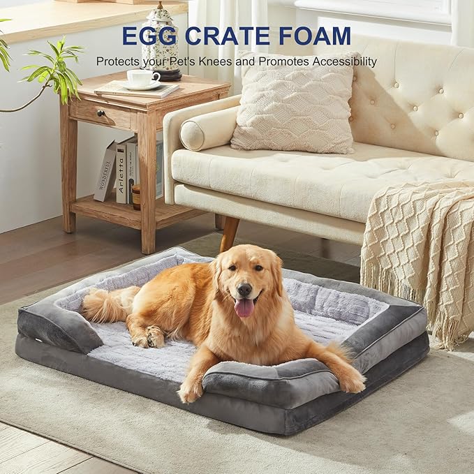 FURTIME Orthopedic Dog Bed - Extra Large, Waterproof, Ultra Comfy Supportive Foam Sofa Bed with Removable Washable Cover, Nonskid Bottom
