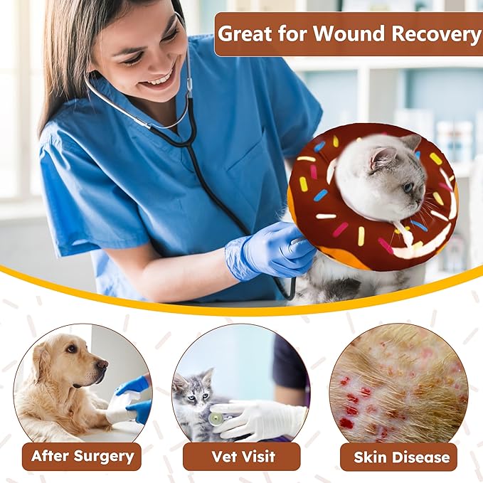 Hpetppy Cat Cone Collar Soft, Cat Recovery Collar for Wound Healing Cute Donut Adjustable Kittens Cones to Stop Licking Comfortable Lightweight Neck Elizabethan Collars for Cats Kittens After Surgery
