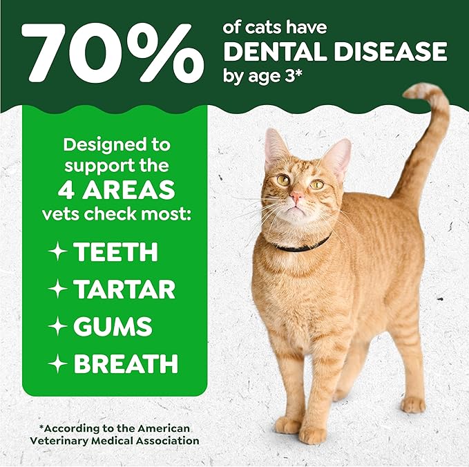 Greenies Cat Treats, Feline Veterinarian-Recommended Adult Natural Dental Cat Treats, Oven Roasted Chicken Flavor, 9.75 oz. Tub