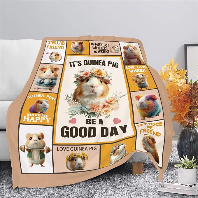 Guinea Pig Throw Blanket Guinea Pig Stuff Gifts for Kids Girls Boys Adults Women Men Soft Cozy Warm Plush Fluffy Fuzzy Fleece Blanket Decor 50''X60''