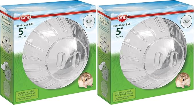 Kaytee 5" Clear Run-About Exercise Ball for Pet Dwarf Hamsters & Mice (Pack of 2)