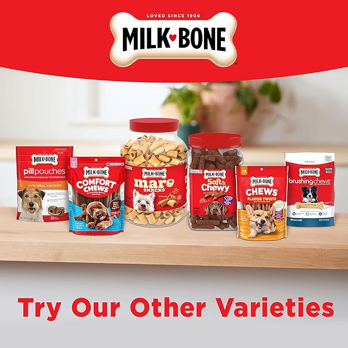 Milk-Bone Mini Comfort Chews, Rawhide Free Dog Treats with Unique Chewy Texture and Real Beef, 6 Mini Chews (Pack of 5)