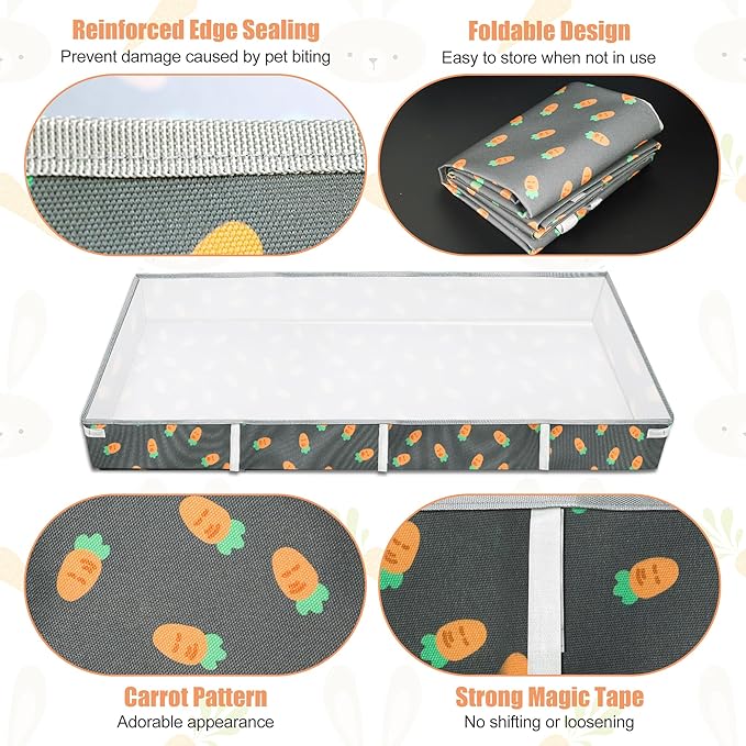 Guinea Pig Cage Liner, Rabbit Cage Liner with Carrot Pattern 24" X 48" Water-Resistant and Washable Guinea Pig Liner for Hamster, Hedgehog, Ferrets and Other Small Pet (Dark Green)
