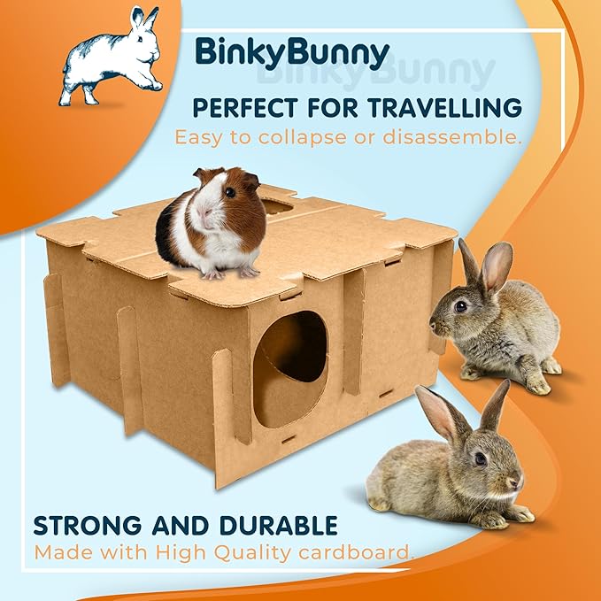 BINKYBUNNY Mini Haven - Rabbit Hideouts & Play Structure for Indoor Bunnies & Chinchillas