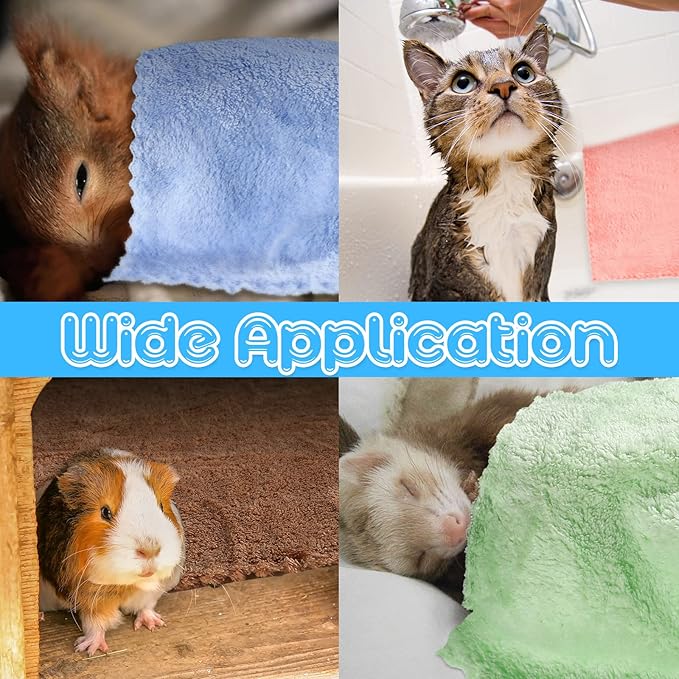 10 Pieces Guinea Pigs Blankets Hamster Fleece Cage Liners Soft Guinea Pig Accessories Small Animal Pet Blanket Sleep Bedding Mats Pet Supplies for Dog Puppy Cat (Mixed Colors,18 x 24 Inch)
