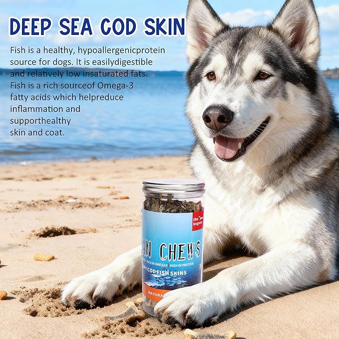 Natural Cod Skins for Dogs - Single Ingredient Dog Treats, Grain Free & Hypoallergenic - Dental Chews for Teeth Cleaning & Fresh Breath - Rich in Omega-3 for Skin & Coat Health (Cube 5.5 oz)