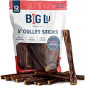 Big Lu - 6-Inch Beef Jerky Sticks for Dogs, 12 Count, All-Natural Beef Gullet, Grass-Fed Jerky Chews, Fully Digestible, High-Protein Treats with Glucosamine and Chondroitin for Joint Health