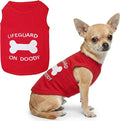 Parisian Pet Dog Shirt – 100% Cotton Shirts for Small Dogs – Sleeveless Red Lifeguard Puppy Vest – Lightweight and Breathable Pet Apparel – Pullover Summer Dog Clothes - Stretchy T Shirts for Dogs