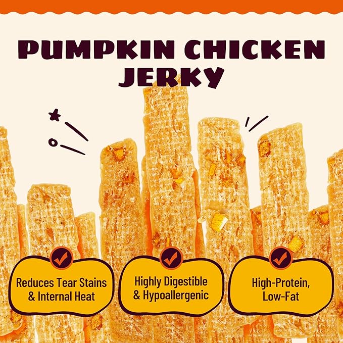 14.99oz Pumpkin & Chicken Jerky Dog Treats - Grain Free Dog Snacks - All Natural Chewy Dog Treats Digestive Health Training Treats for All Dog