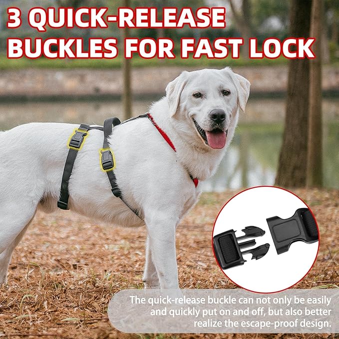PUPTECK Escape Proof Dog Harness - No Pull Soft Padded Full Body Pet Halter Harness with Lift Handle for Small Medium Large Doggies Walking Hiking Hunting, Red & Black, M