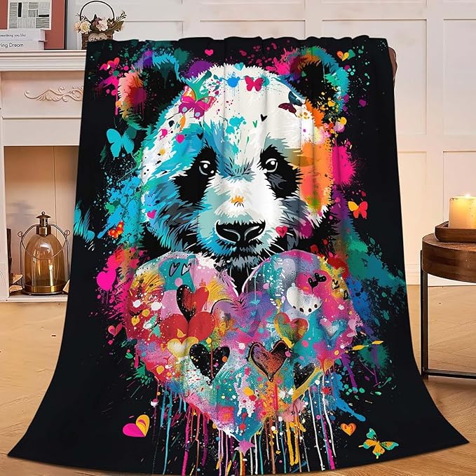 Panda Throw Blanket Panda Stuff Gifts for Kids Girls Boys Adults Women Man Soft Cozy Warm Plush Fluffy Fuzzy Fleece Blanket Decor 40''X50''