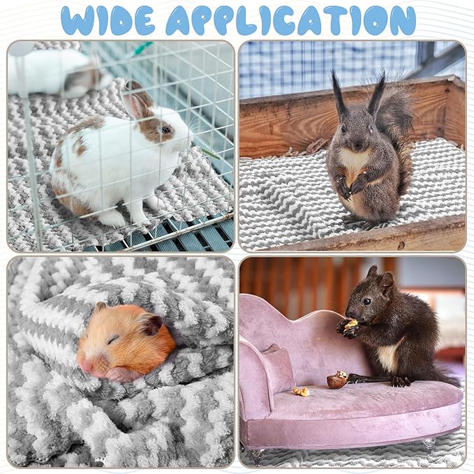 Moukeren 20Pcs Guinea Pig Fleece Bedding Blankets Bulk Washable Small Animal Fleece Cage Liners Pet Wash Cloth Sleeping Mat Cover for Hamster Chinchilla Rabbit Hedgehog(Light Gray, 14 x 30 Inch)